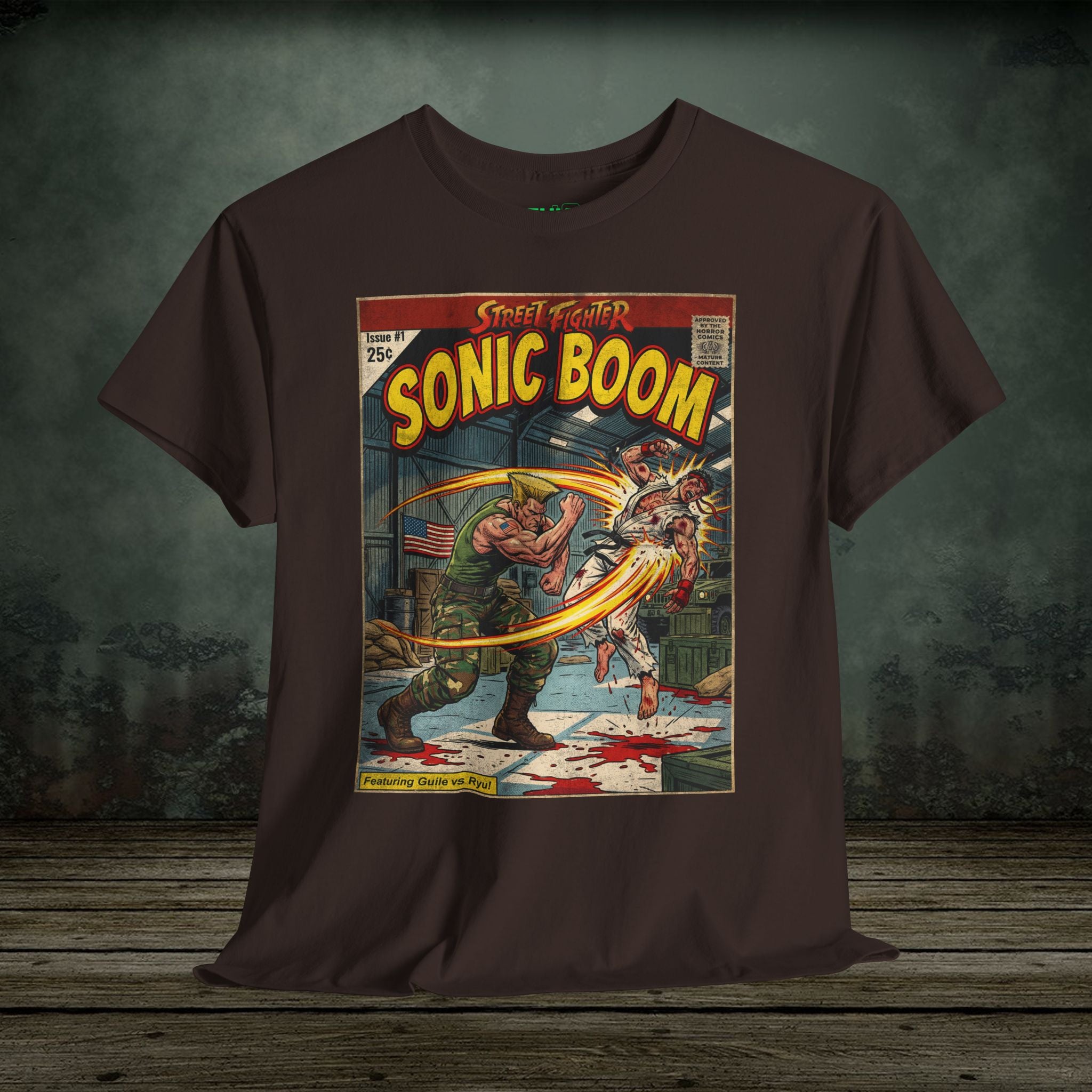 illustrated gaming t-shirt with comic book cover art style design by SukiPrime