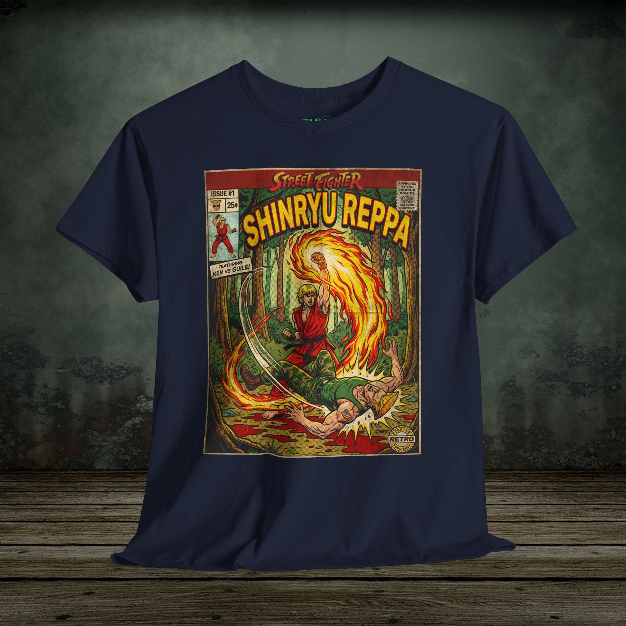 illustrated gaming t-shirt with comic book cover art style design by SukiPrime

