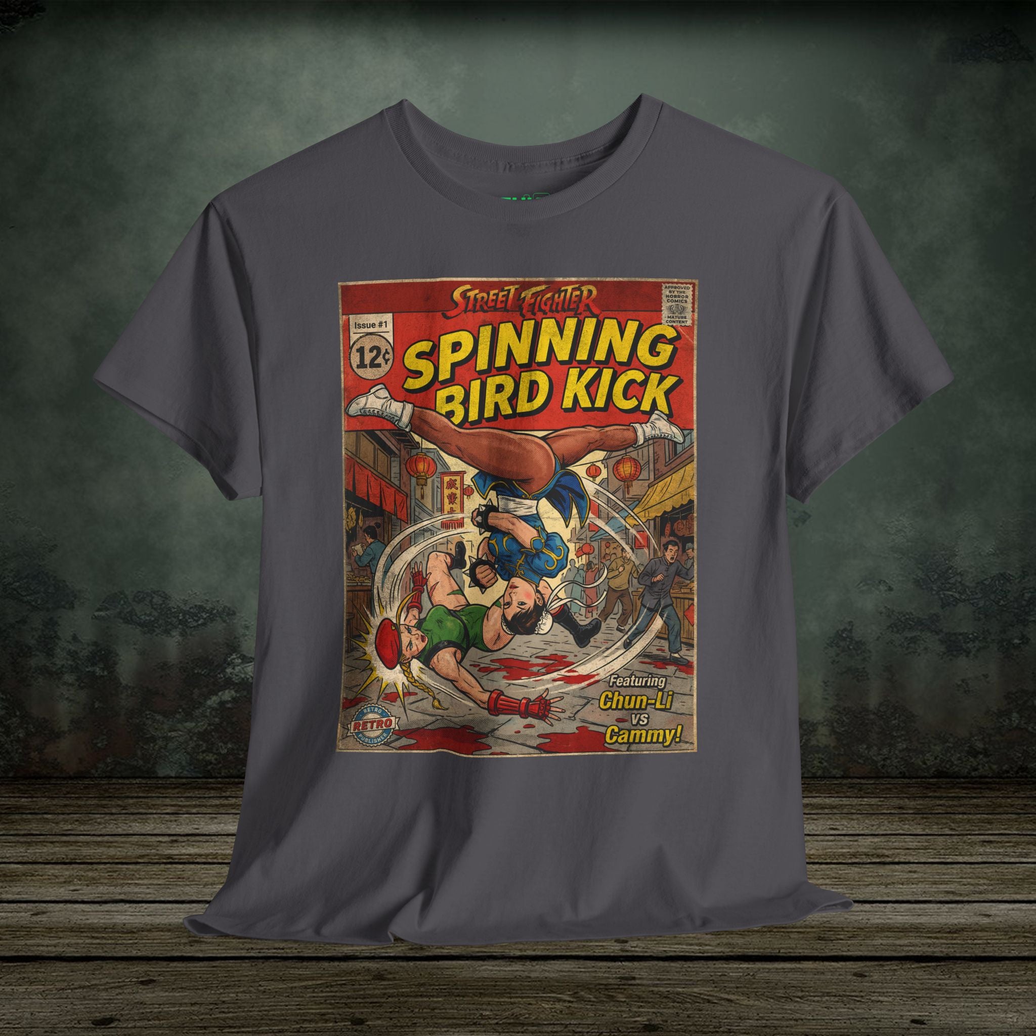 illustrated gaming t-shirt with comic book cover art style design by SukiPrime
