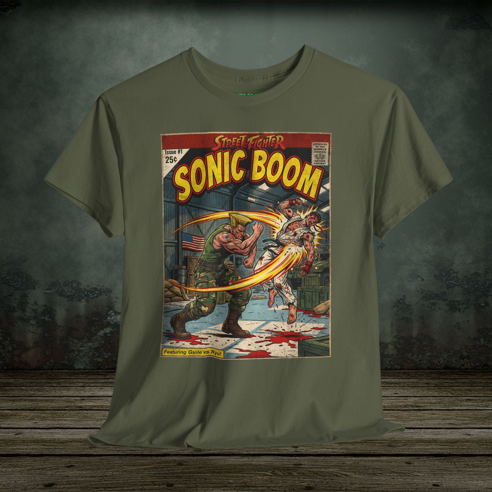 illustrated gaming t-shirt with comic book cover art style design by SukiPrime
