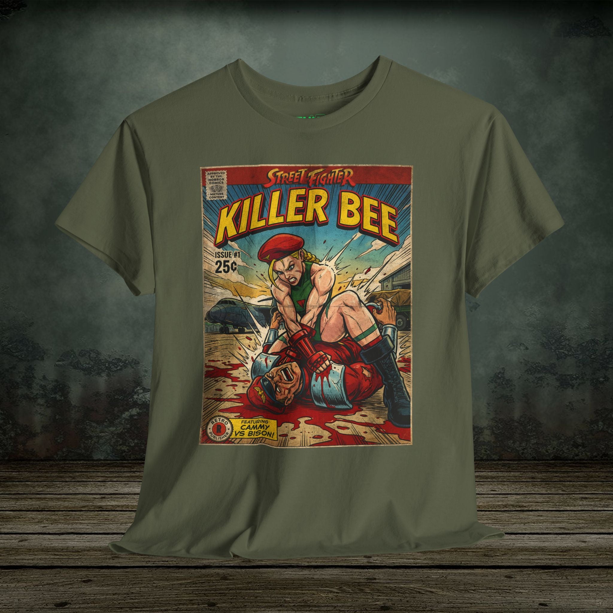 illustrated gaming t-shirt with comic book cover art style design by SukiPrime