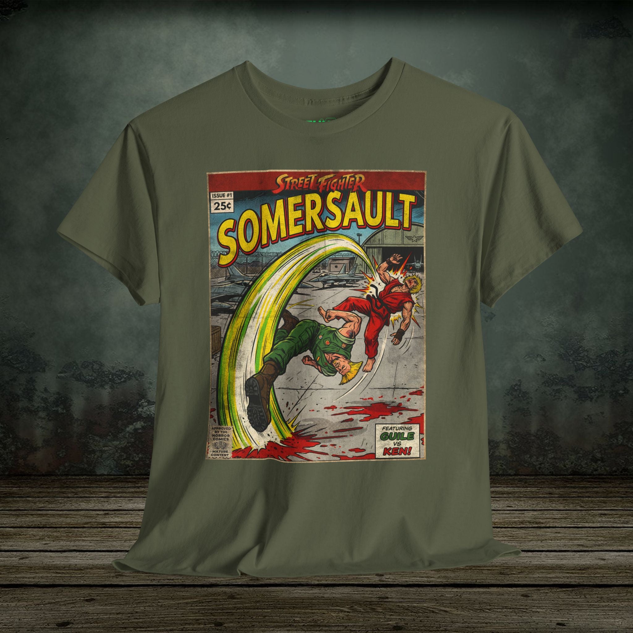 illustrated gaming t-shirt with comic book cover art style design by SukiPrime

