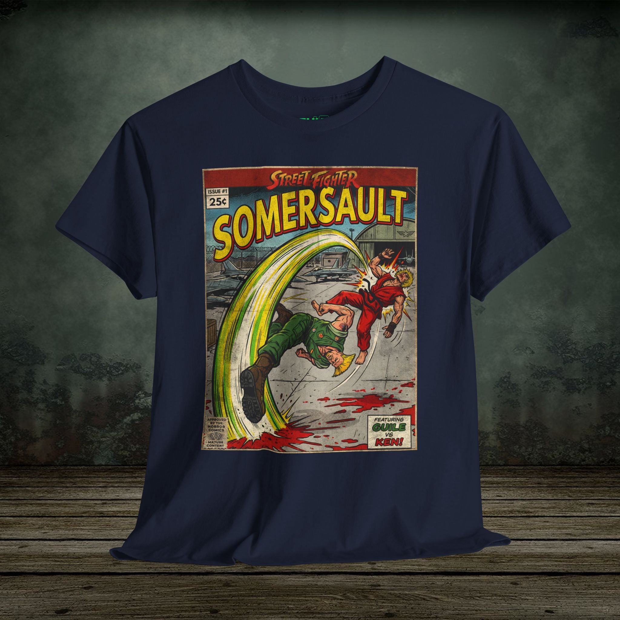 illustrated gaming t-shirt with comic book cover art style design by SukiPrime
