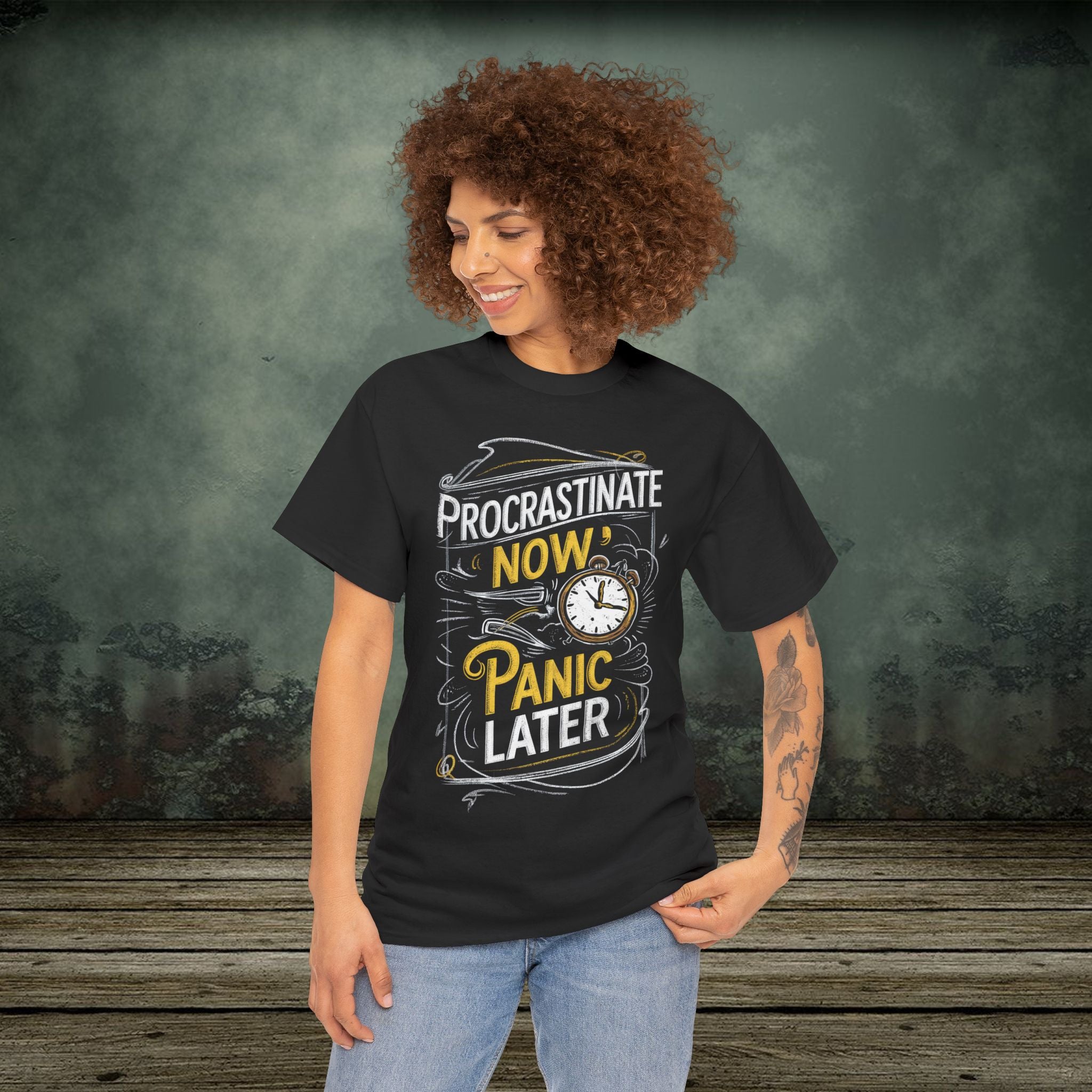 Panic Later | Funny T-Shirts | Best Humor Graphic Tees