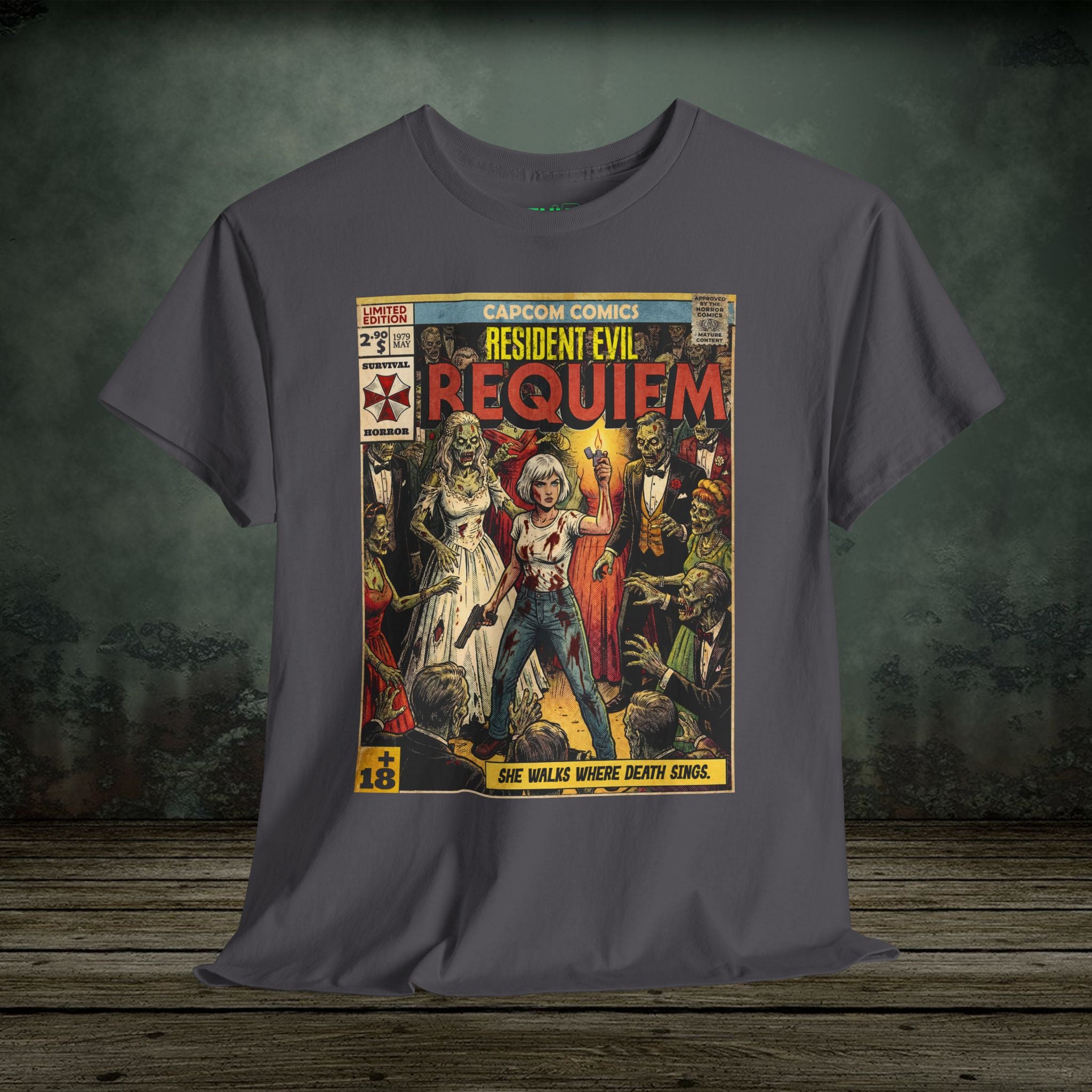 Resident Evil Requiem Comic Cover Art Retro Gaming T-Shirt by SukiPrime