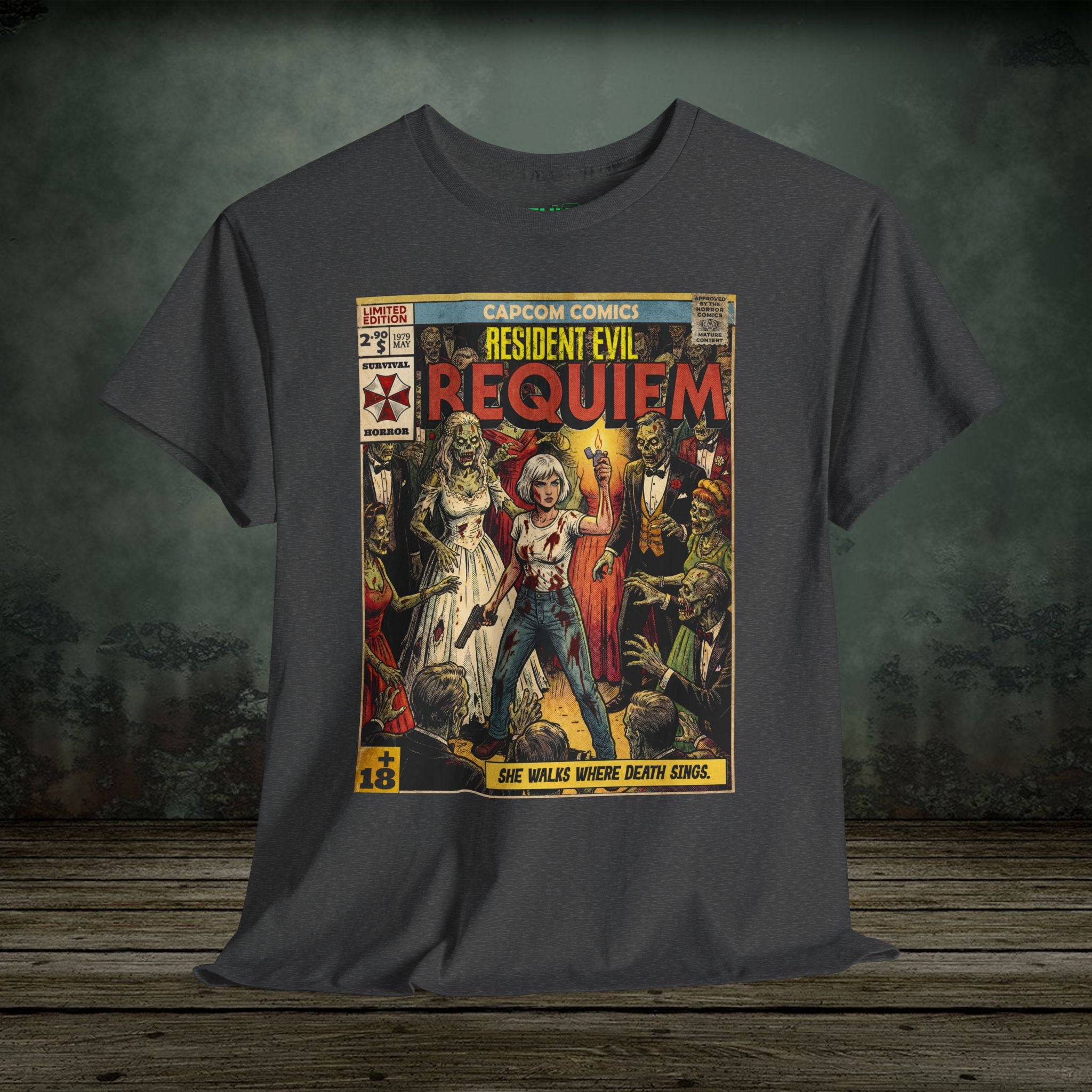 Resident Evil Requiem Comic Cover Art Retro Gaming T-Shirt by SukiPrime