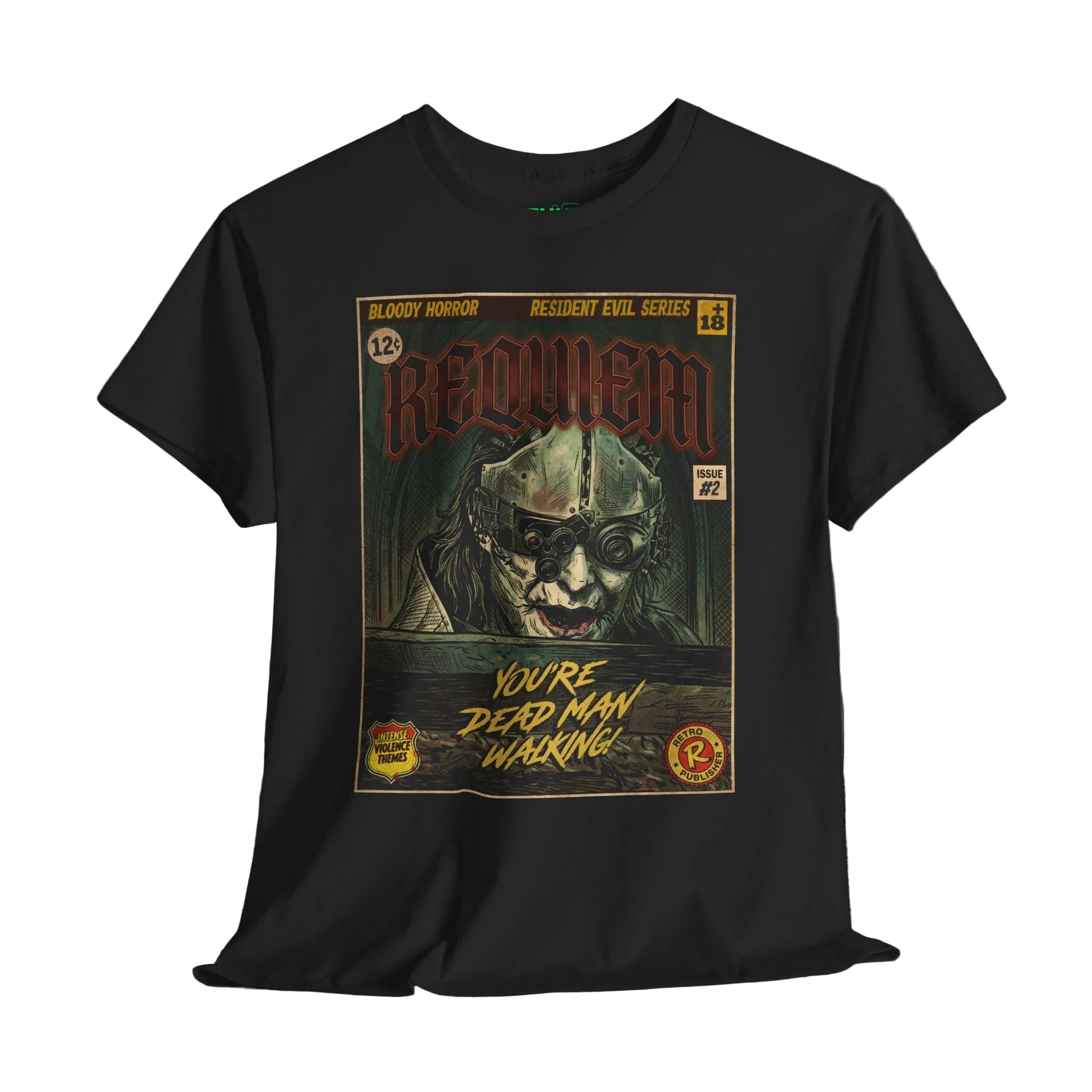 Resident Evil Requiem T-Shirt. Explore unique retro comic cover themed gaming t-shirts by SukiPrime. Premium quality designs for true fans. Shop now!