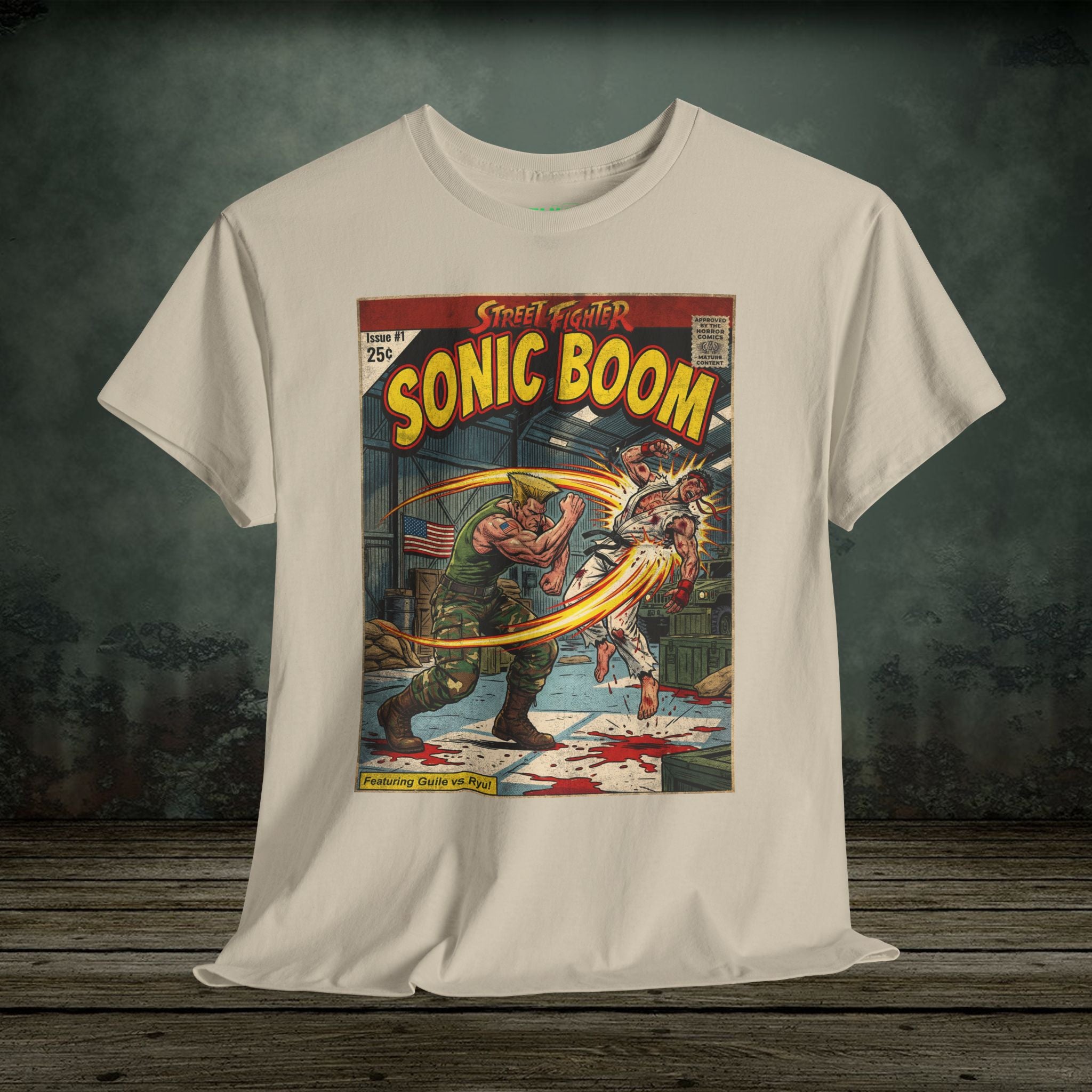 illustrated gaming t-shirt with comic book cover art style design by SukiPrime