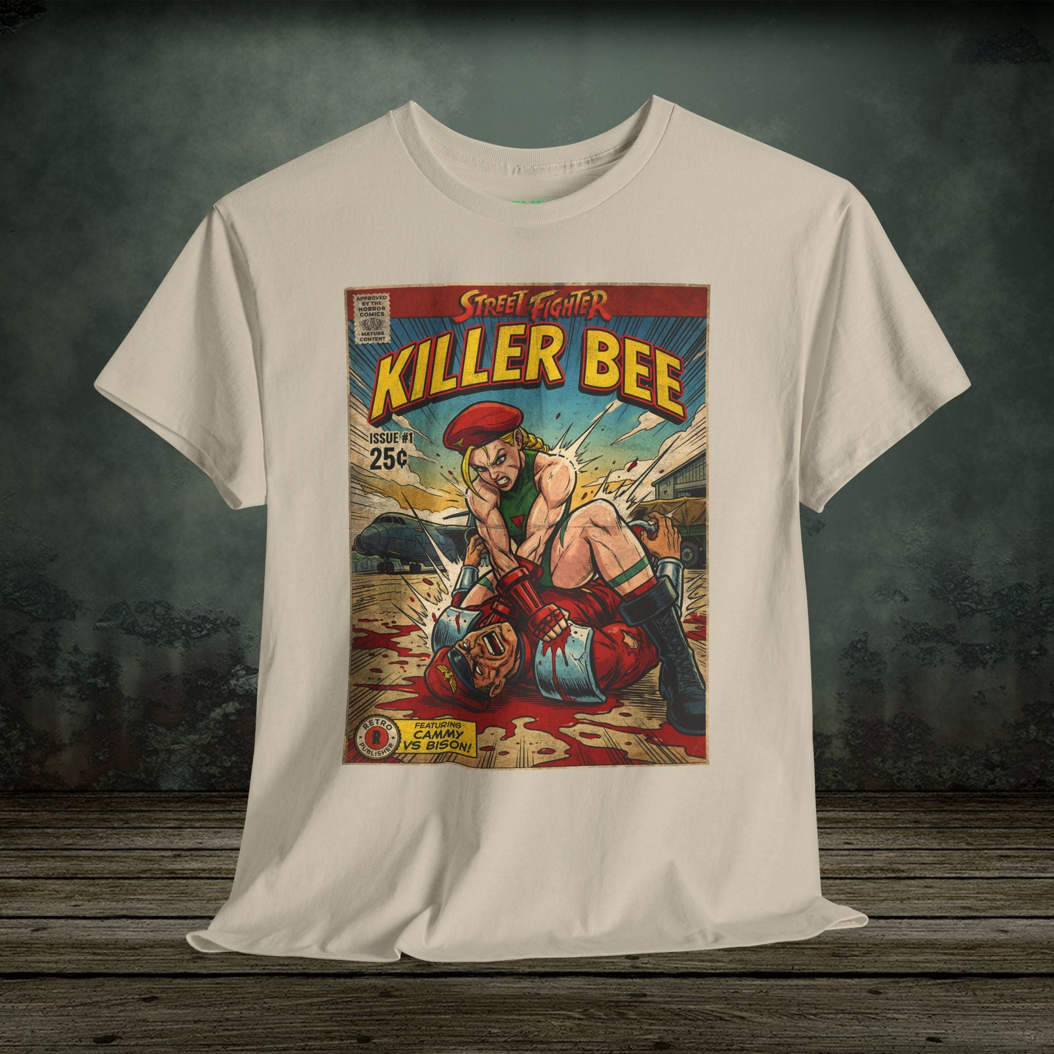 illustrated gaming t-shirt with comic book cover art style design by SukiPrime