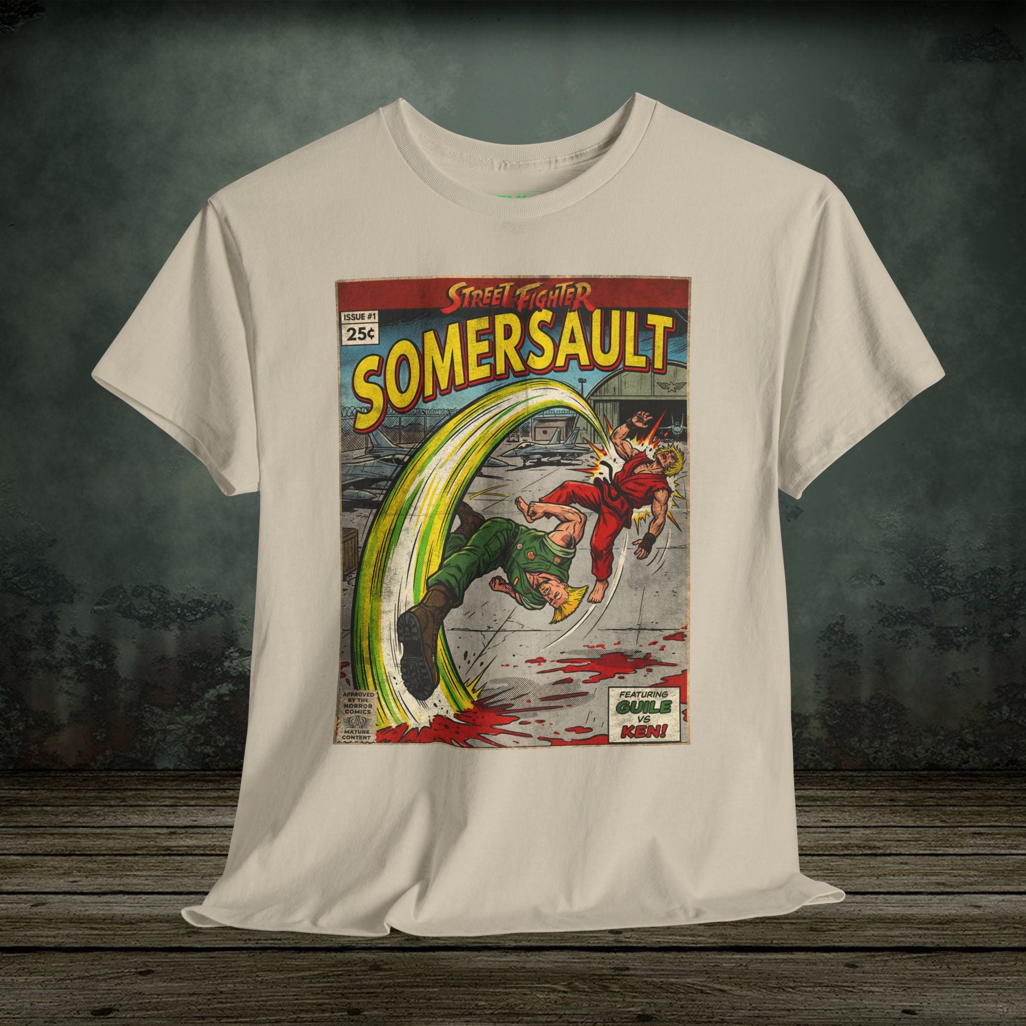 illustrated gaming t-shirt with comic book cover art style design by SukiPrime
