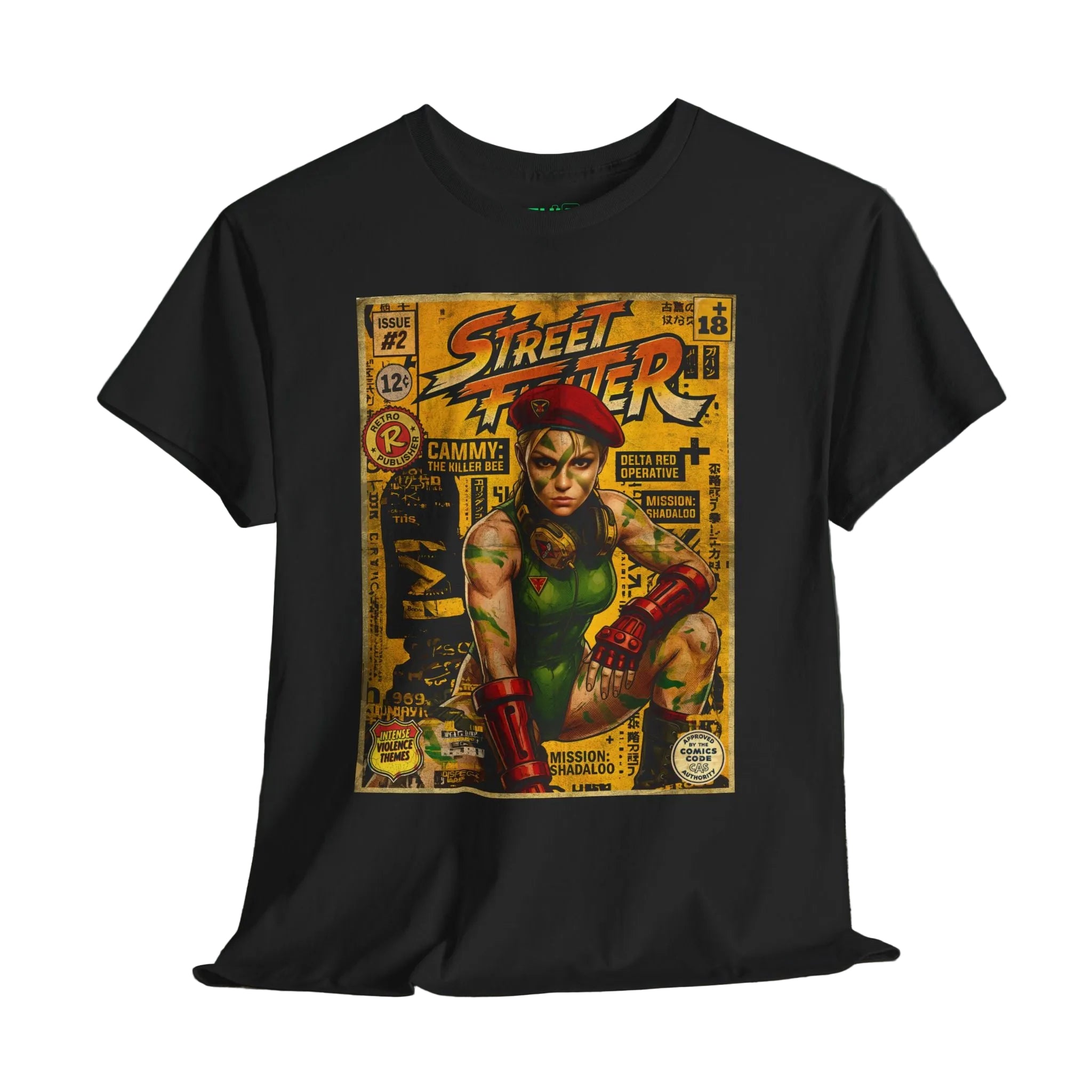 Street Fighter Cammy T-Shirt. Explore unique retro comic cover themed gaming t-shirts by SukiPrime. Premium quality designs for true fans. Shop now!