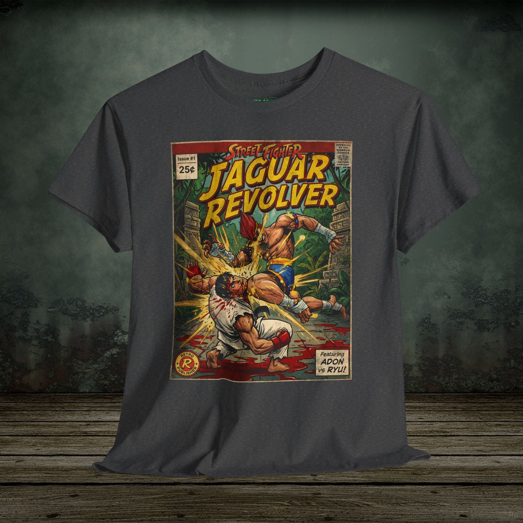 Retro and vintage gaming t-shirts inspired by classic arcade, fighting, survival horror, shooter, and action games. Premium cotton tees at SukiPrime.