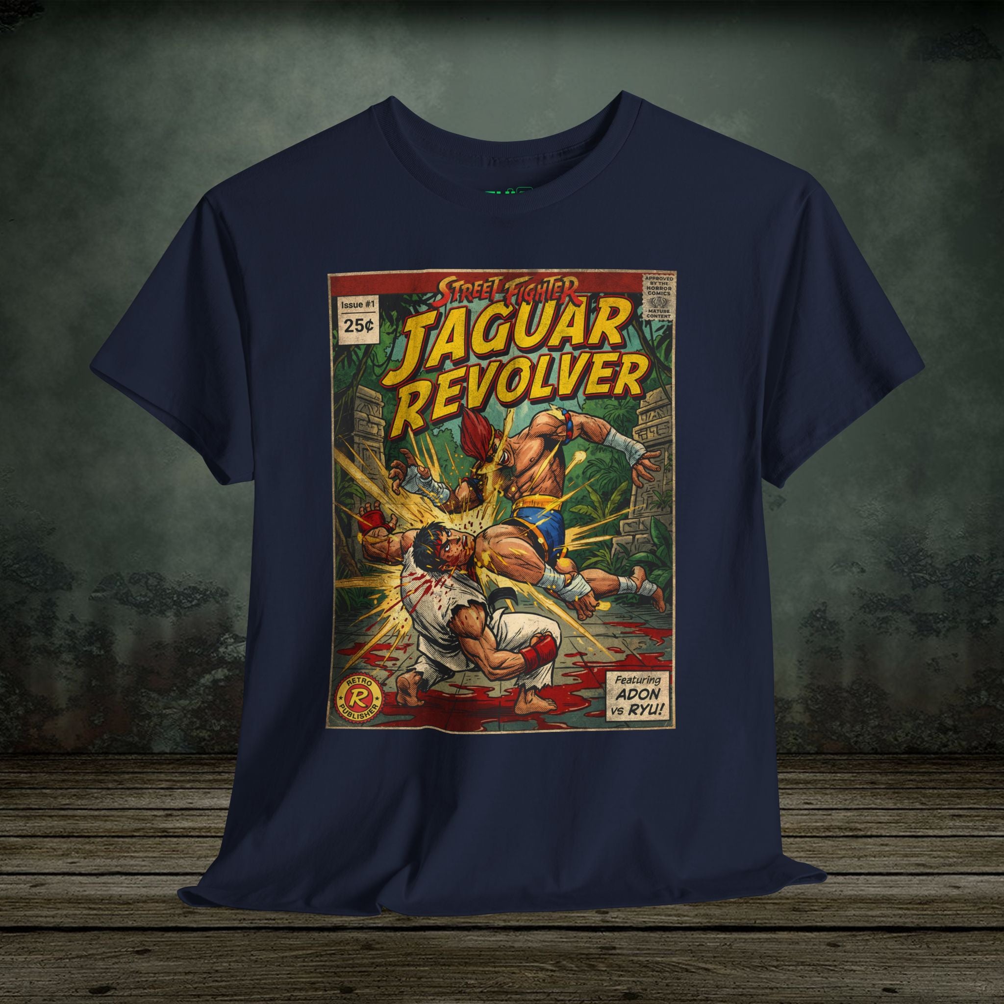Retro and vintage gaming t-shirts inspired by classic arcade, fighting, survival horror, shooter, and action games. Premium cotton tees at SukiPrime.