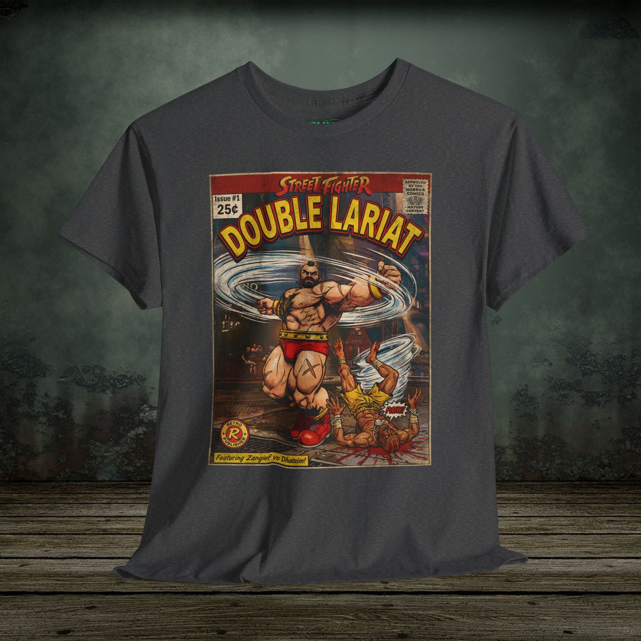 illustrated gaming t-shirt with comic book cover art style design by SukiPrime
