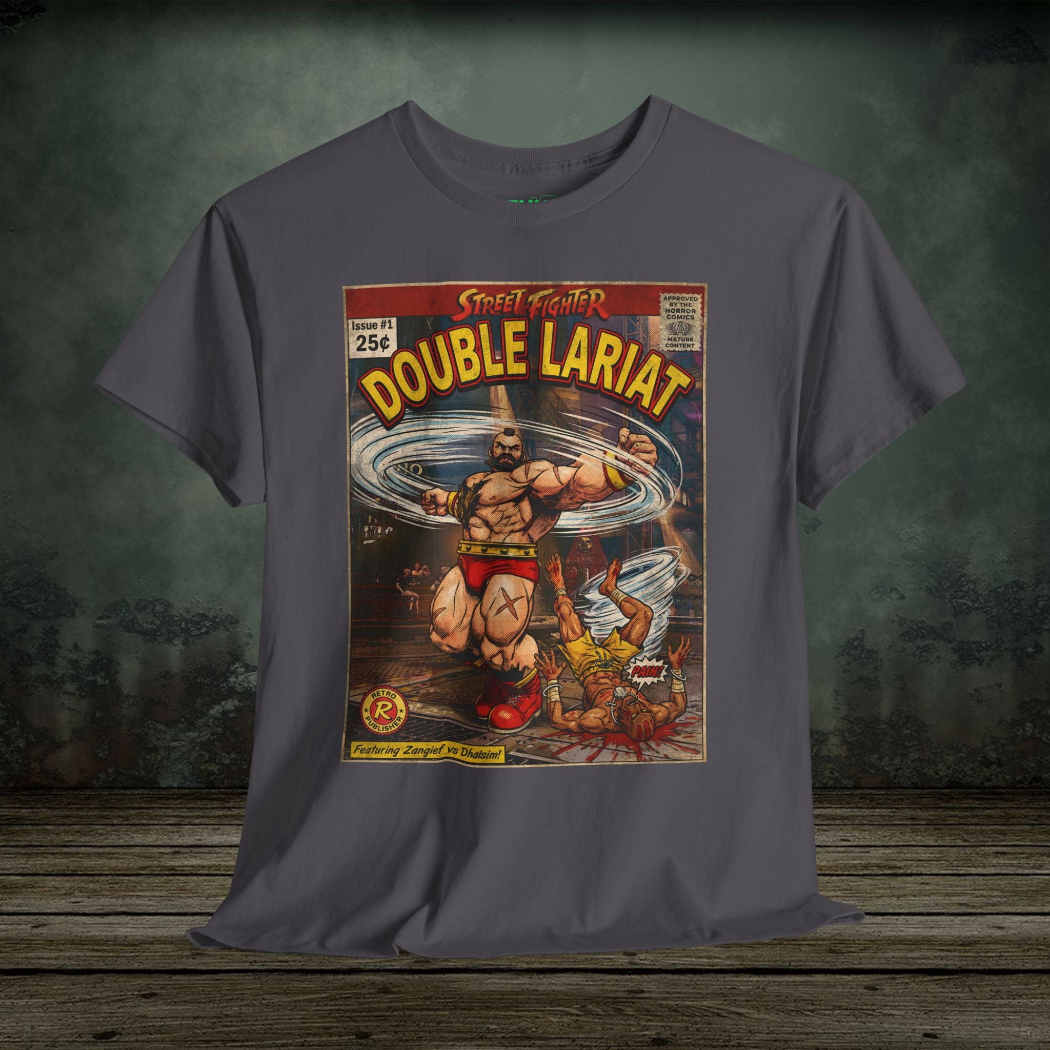 illustrated gaming t-shirt with comic book cover art style design by SukiPrime

