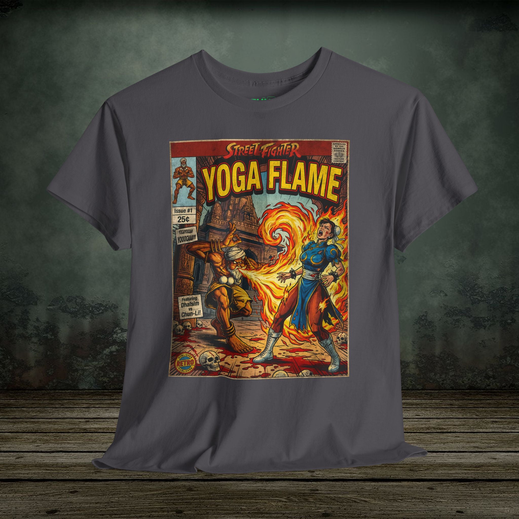 illustrated gaming t-shirt with comic book cover art style design by SukiPrime