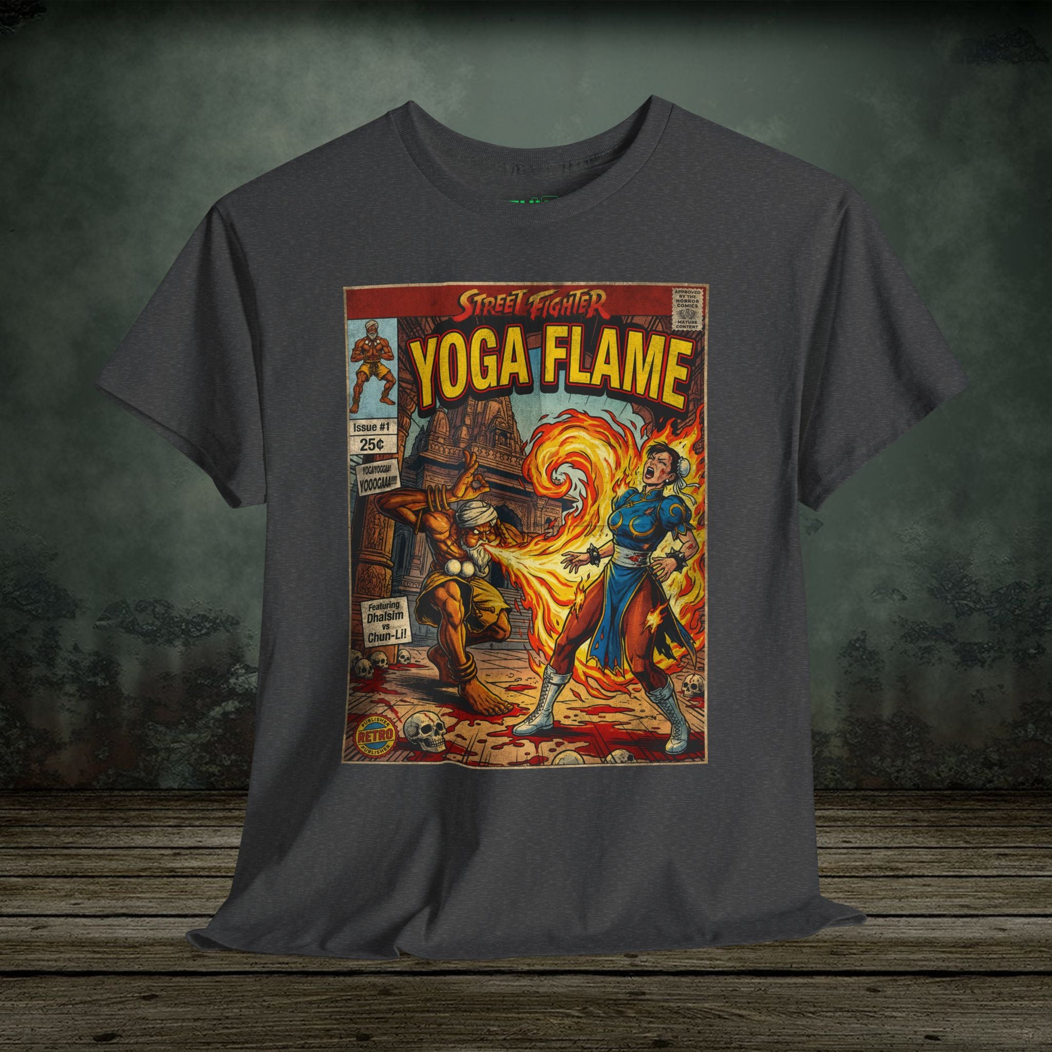 illustrated gaming t-shirt with comic book cover art style design by SukiPrime