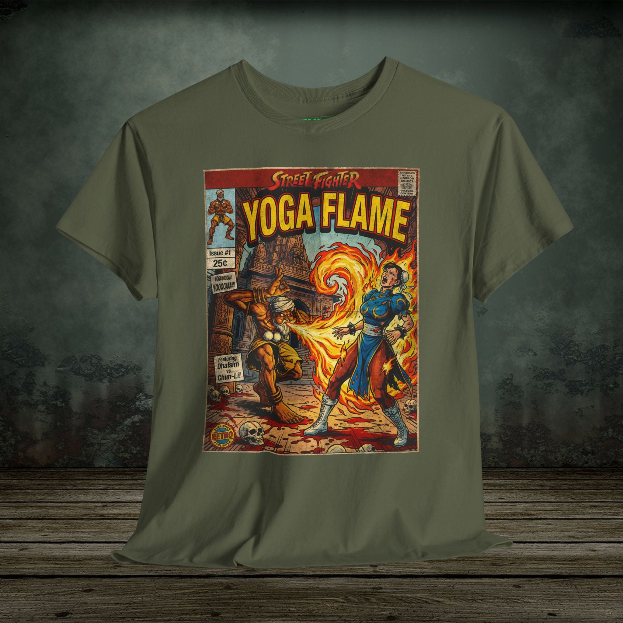 illustrated gaming t-shirt with comic book cover art style design by SukiPrime